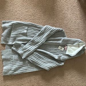 Cozy cardigan with fleece lined hood- light grey